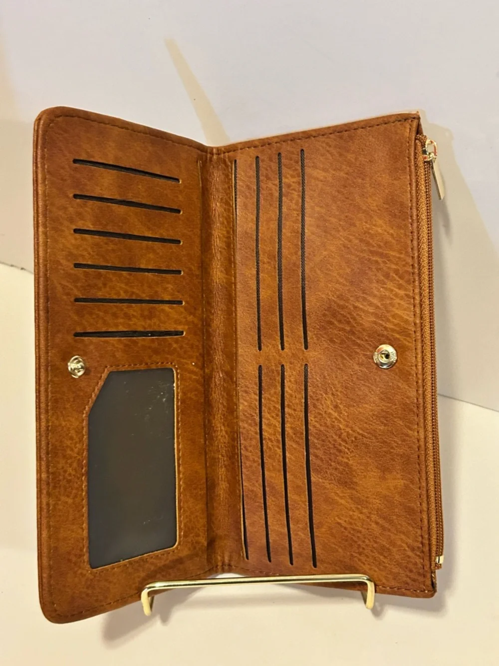 Airkit Quilted Chevron Zip Wallet - Tan Brown